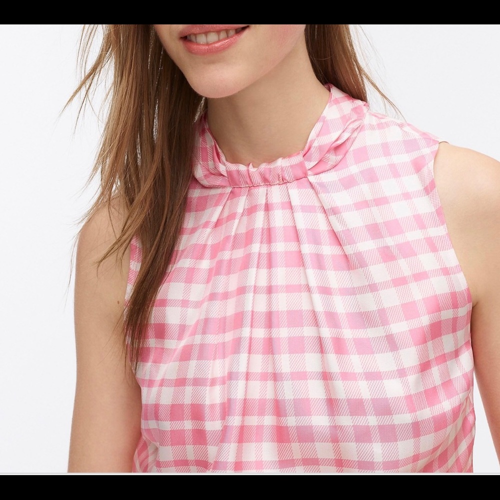 J.Crew Collection Knotted Mockneck Gingham Blouse